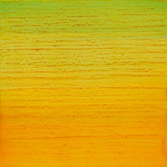 Seidenstraße 252 - Enkaustische Farbfeldmalerei Kalkgrün Gelb Orange, 2015