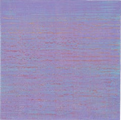 Ruta de la Seda 259, Pintura Encáustica Abstracta Lila Pálido Púrpura Azul Cielo