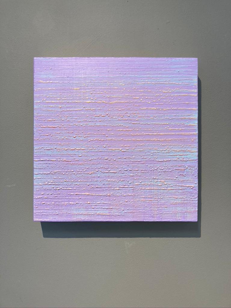 Silk Road 259, Pale Lilac Purple Light Blue Square Color Field - Painting by Joanne Mattera