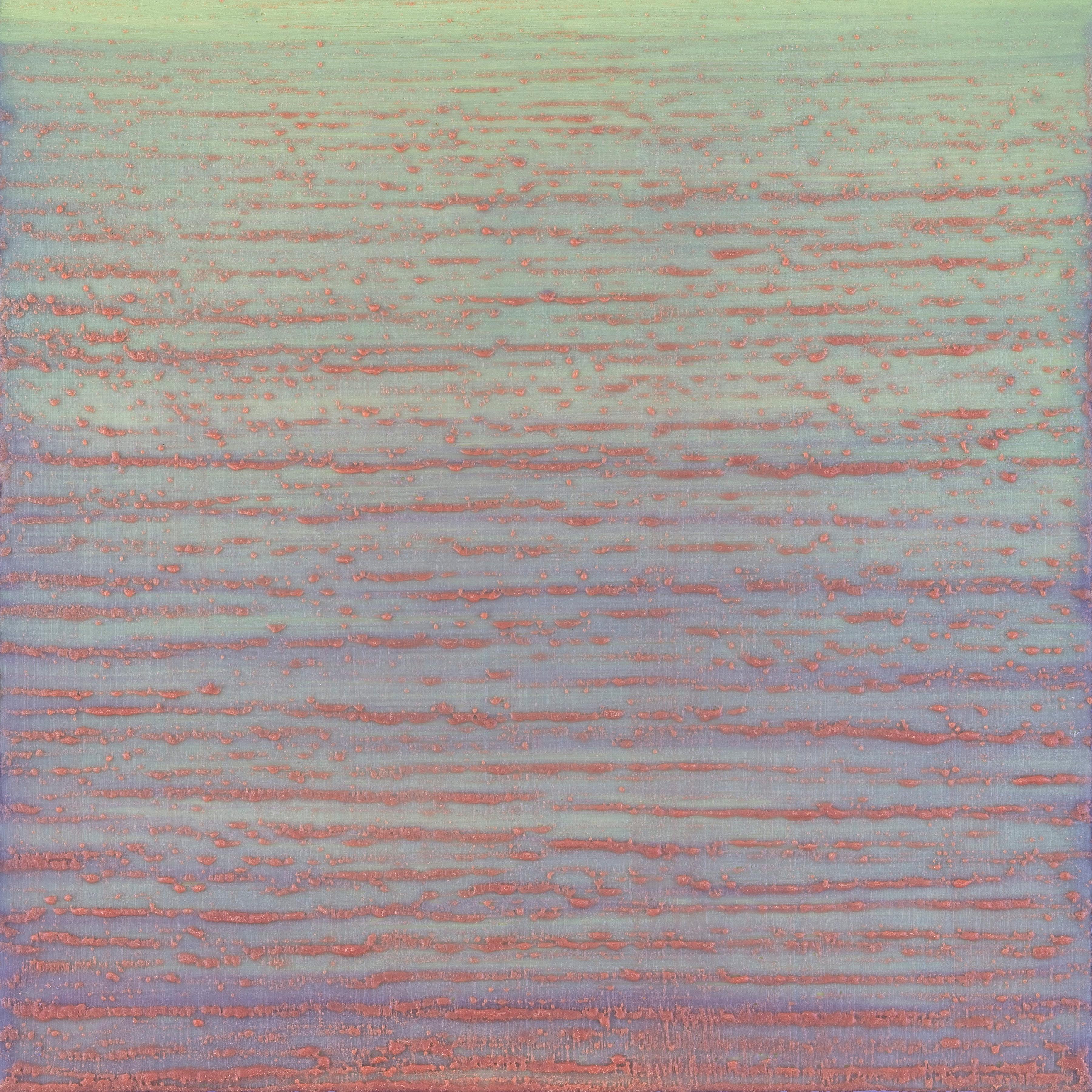 Joanne Mattera Abstract Painting – Silk Road 260 - Enkaustik Abstrakte Malerei Mintblau Lavendel Immergrün, 2015