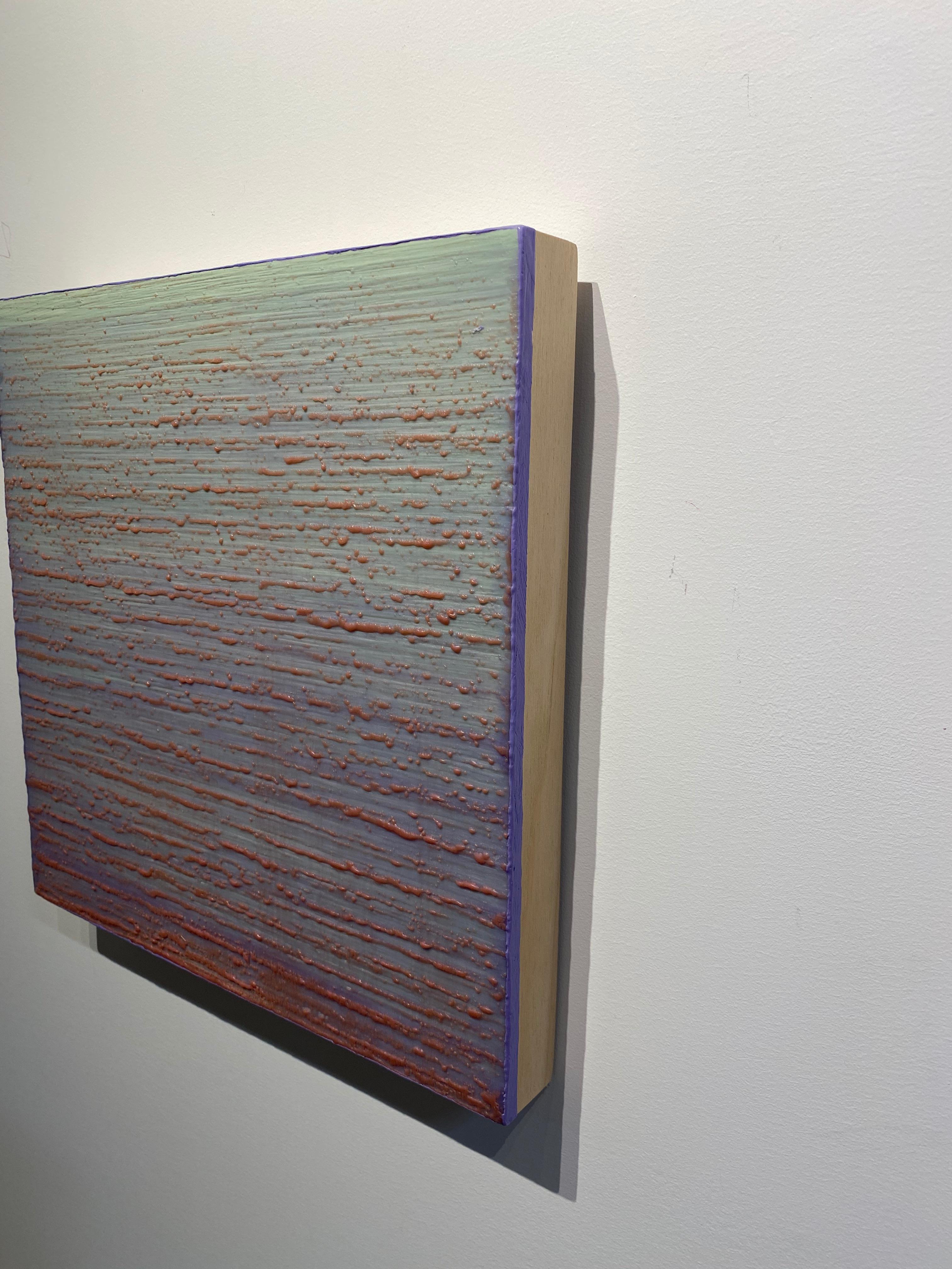 Silk Road 260, Pittura astratta a encausto Blu menta Lavanda Pervinca - Painting di Joanne Mattera