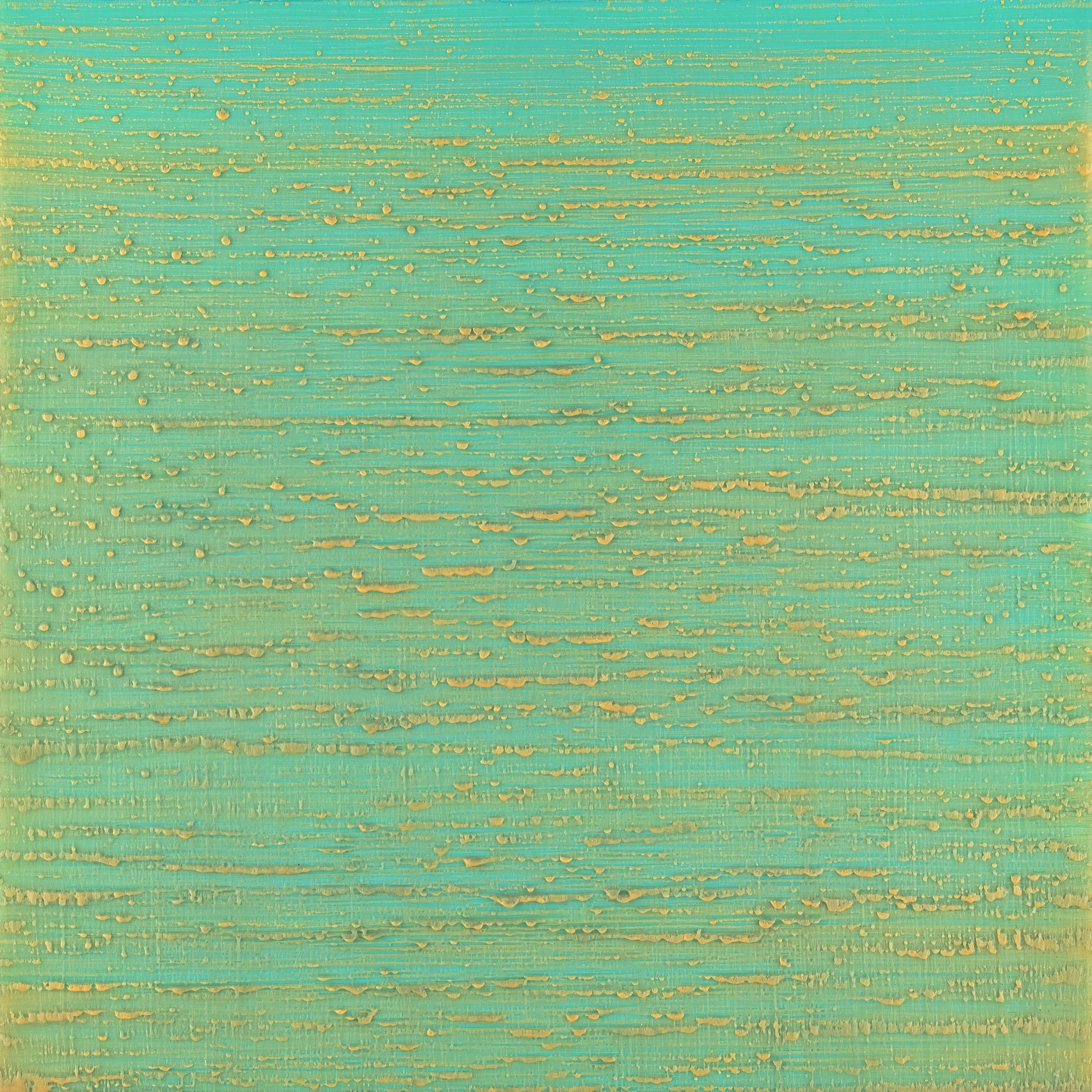 Silk Road 261 - Aqua Teal Mint Grün Gelb Encaustic Farbfeldmalerei, 2015