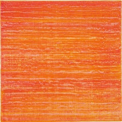 Silk Road 271, Square Color Field Encaustic Painting in Orange