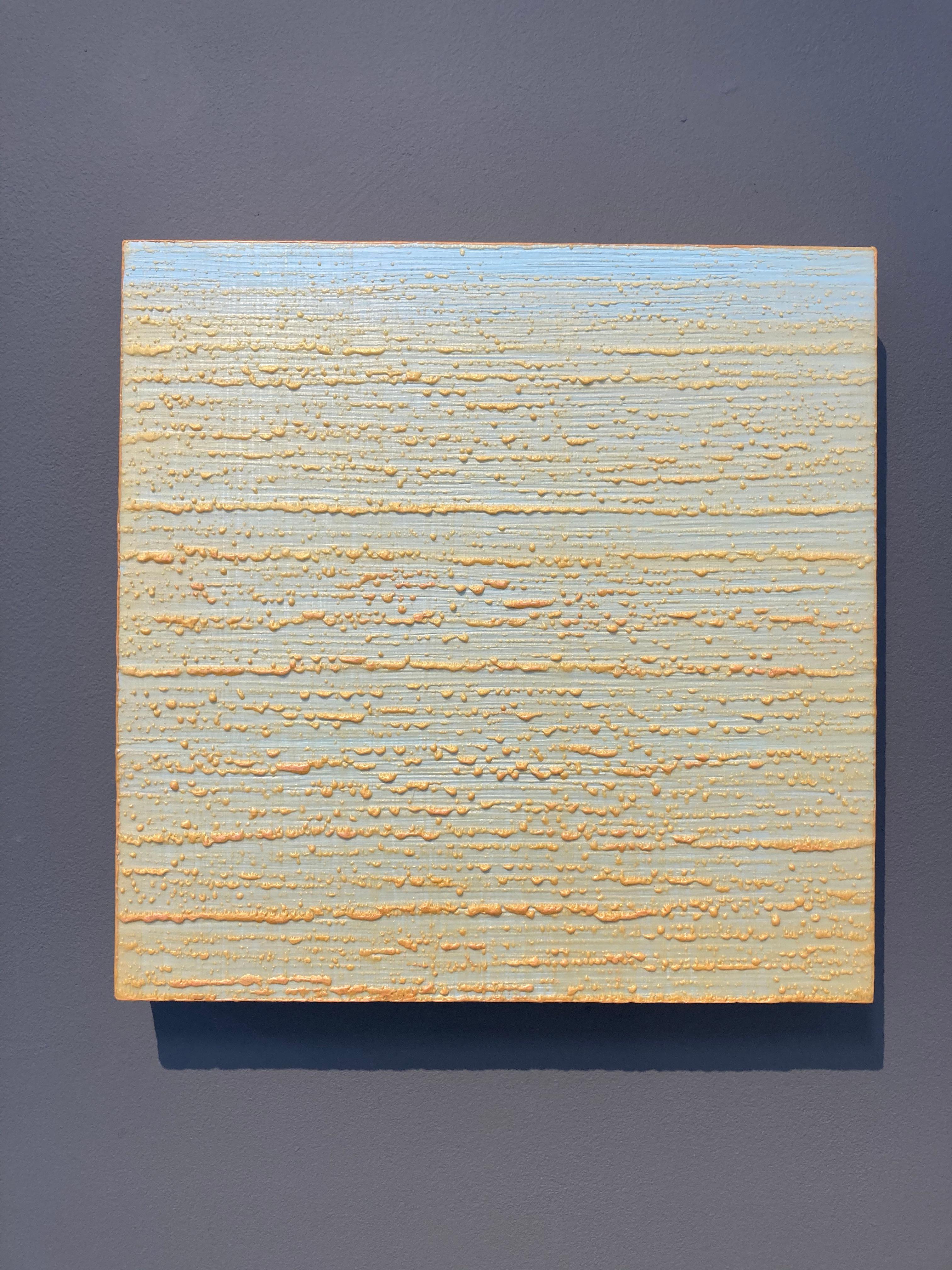 Via della Seta 273, Azzurro, Giallo chiaro Quadrato Campo di colore Pittura a encausto - Painting Contemporaneo di Joanne Mattera