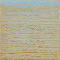 Silk Road 273, Pale Blue, Light Yellow Square Color Field Encaustic Painting