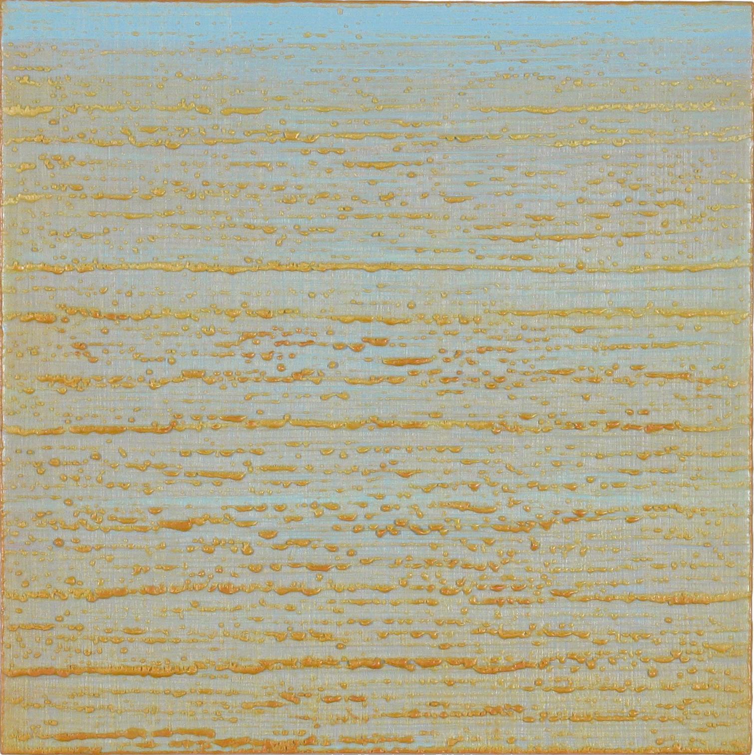 Via della Seta 273, Azzurro, Giallo chiaro Quadrato Campo di colore Pittura a encausto - Painting di Joanne Mattera