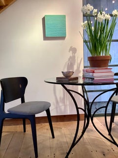 Seidenstraße 274, Aqua, Hellgrün, Blau, Gelb Farbfeld Quadratische Malerei