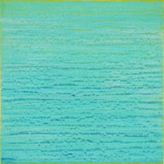 Seidenstraße 274, Aqua, Hellgrün, Blau, Gelb Farbfeld Quadratisches Gemälde