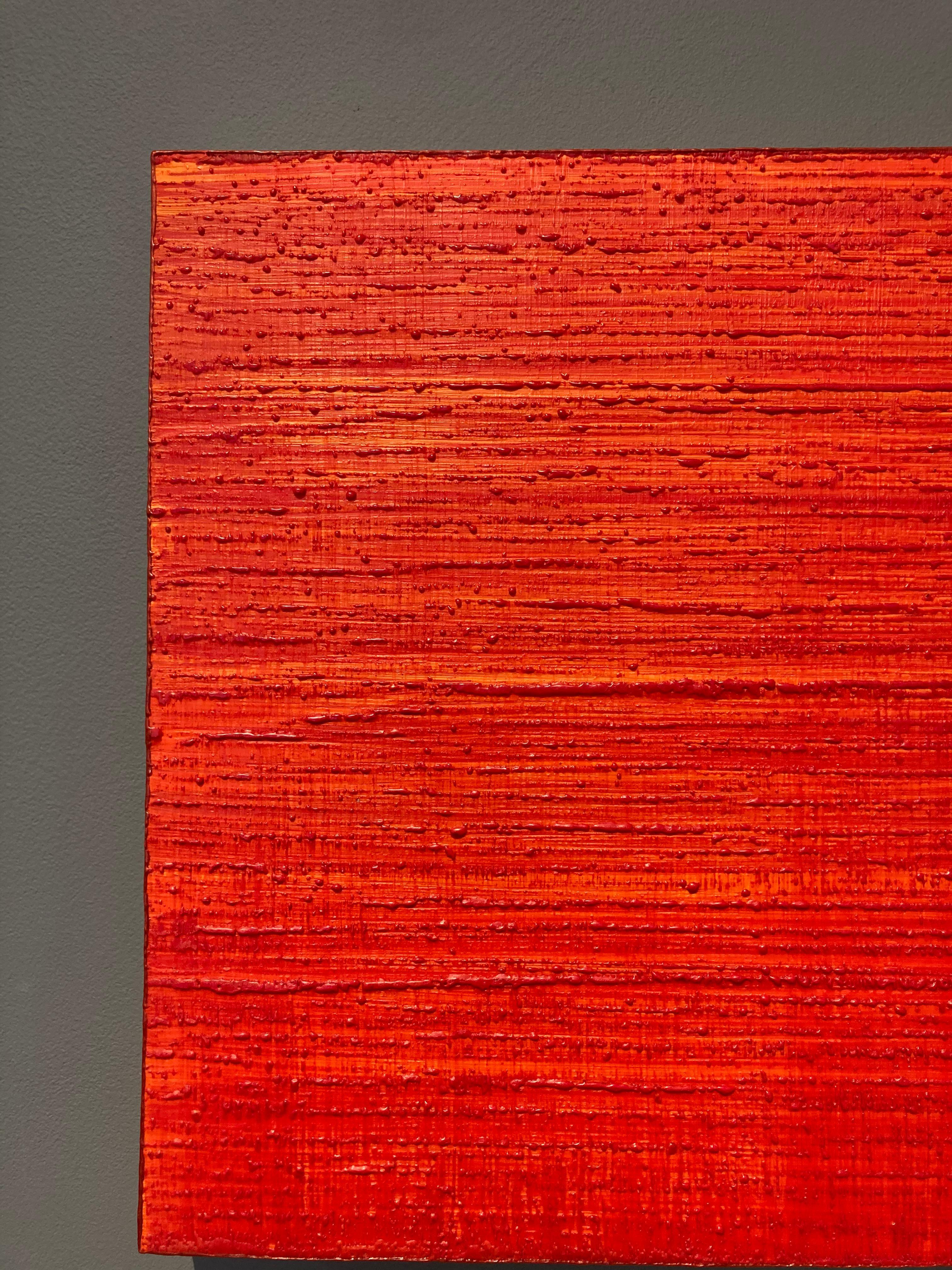 Ruta de la Seda 278, Pintura Encáustica Cuadrada de Color Rojo Carmesí Brillante en venta 4