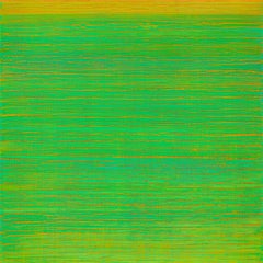 Ruta de la Seda 356 - Pintura encáustica en campo de color Verde brillante Coral melocotón, 2017