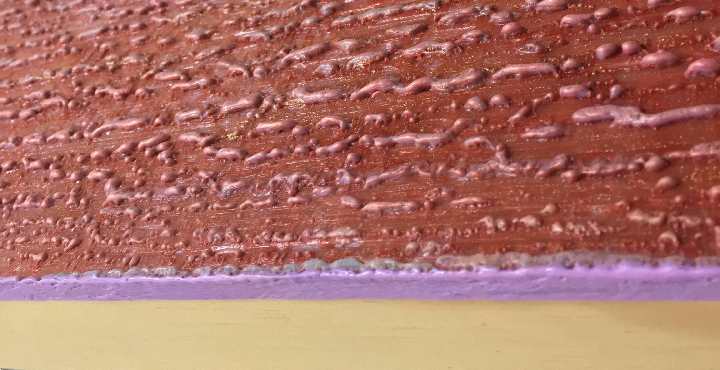 Silk Road 358 - Red Light Blue Pale Purple Lilac Encaustic Wax Painting, 2017 For Sale 9