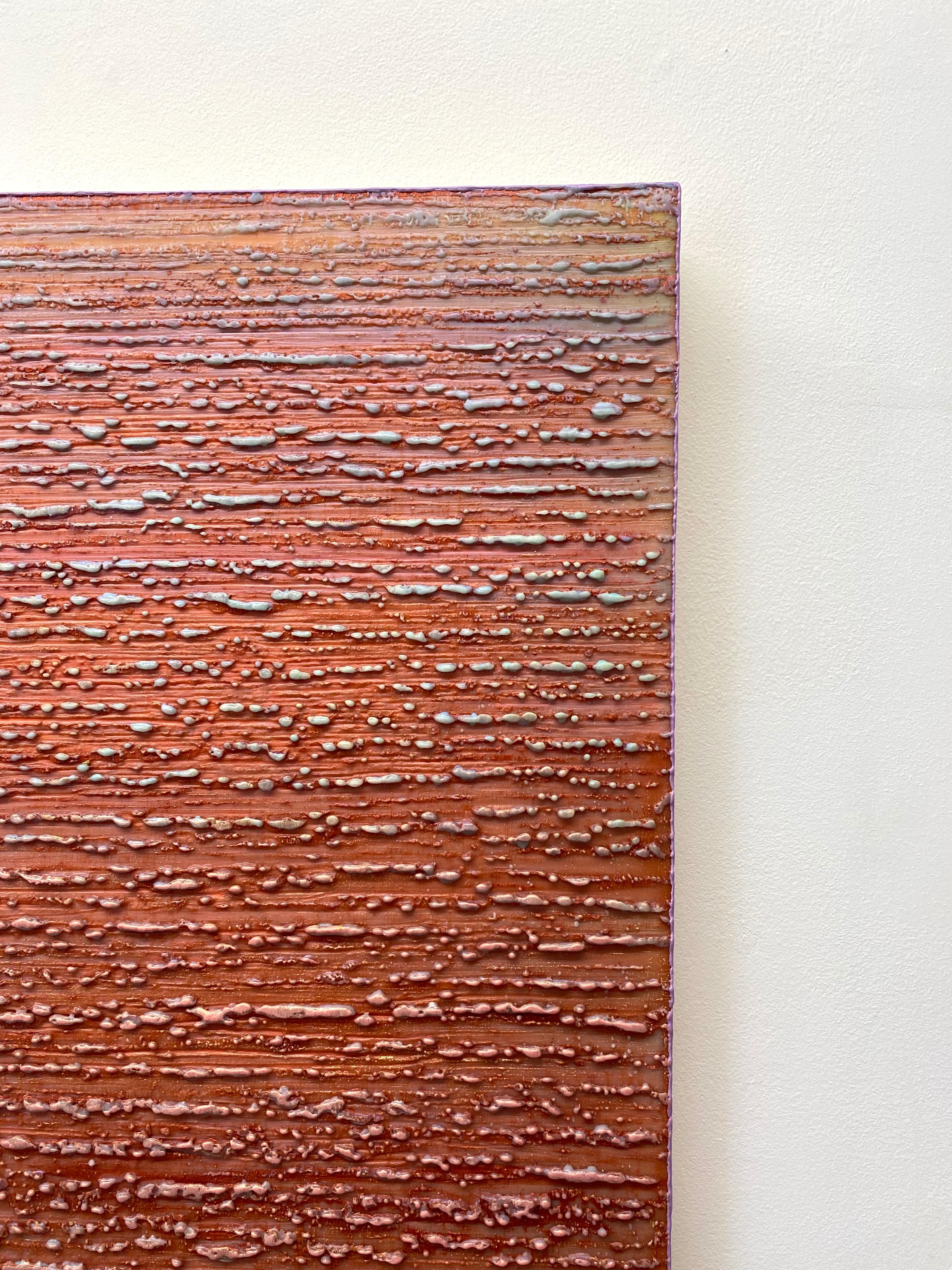 Silk Road 358 - Red Light Blue Pale Purple Lilac Encaustic Wax Painting, 2017 For Sale 11