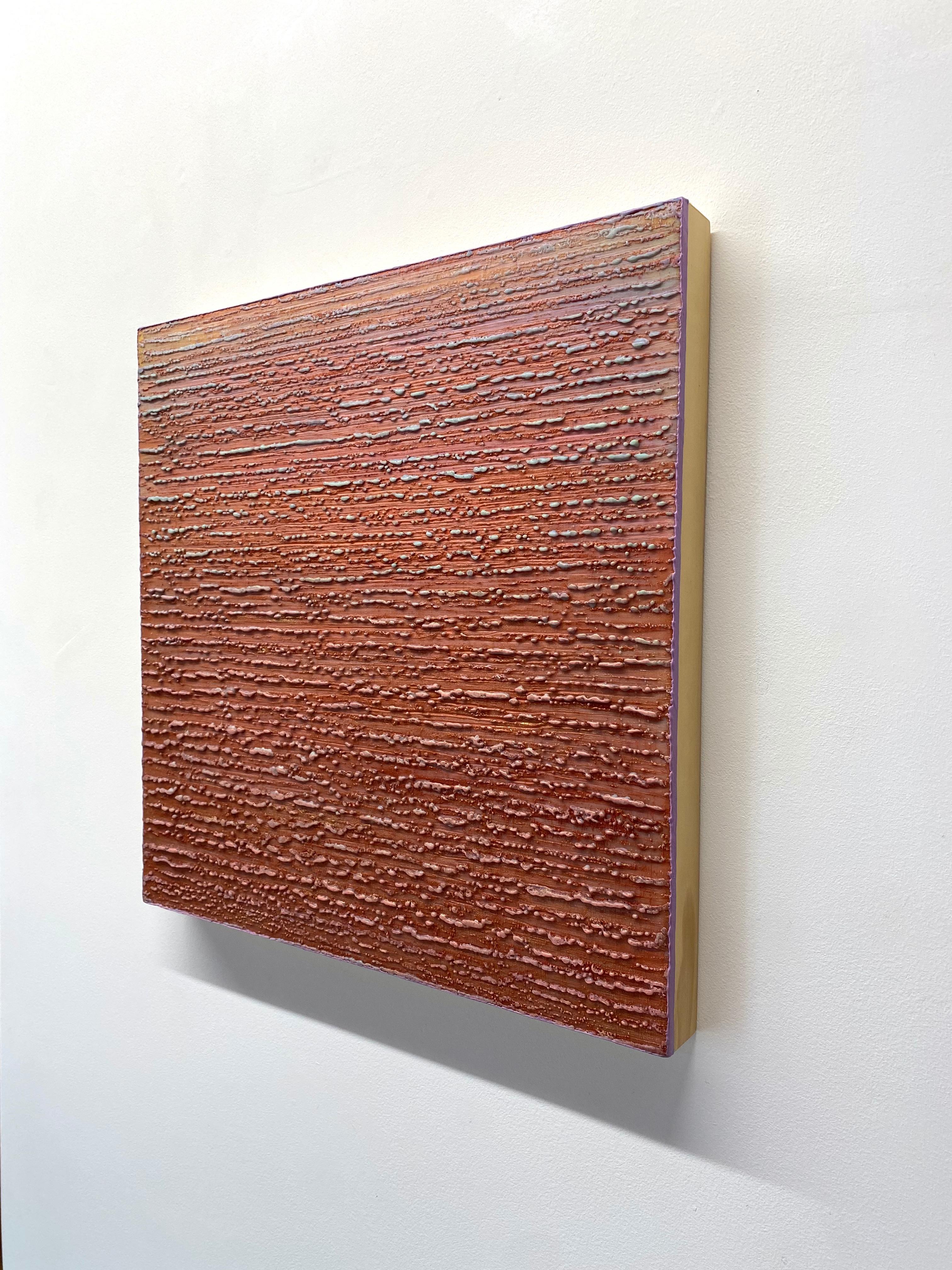 Silk Road 358 - Red Light Blue Pale Purple Lilac Encaustic Wax Painting, 2017 For Sale 12