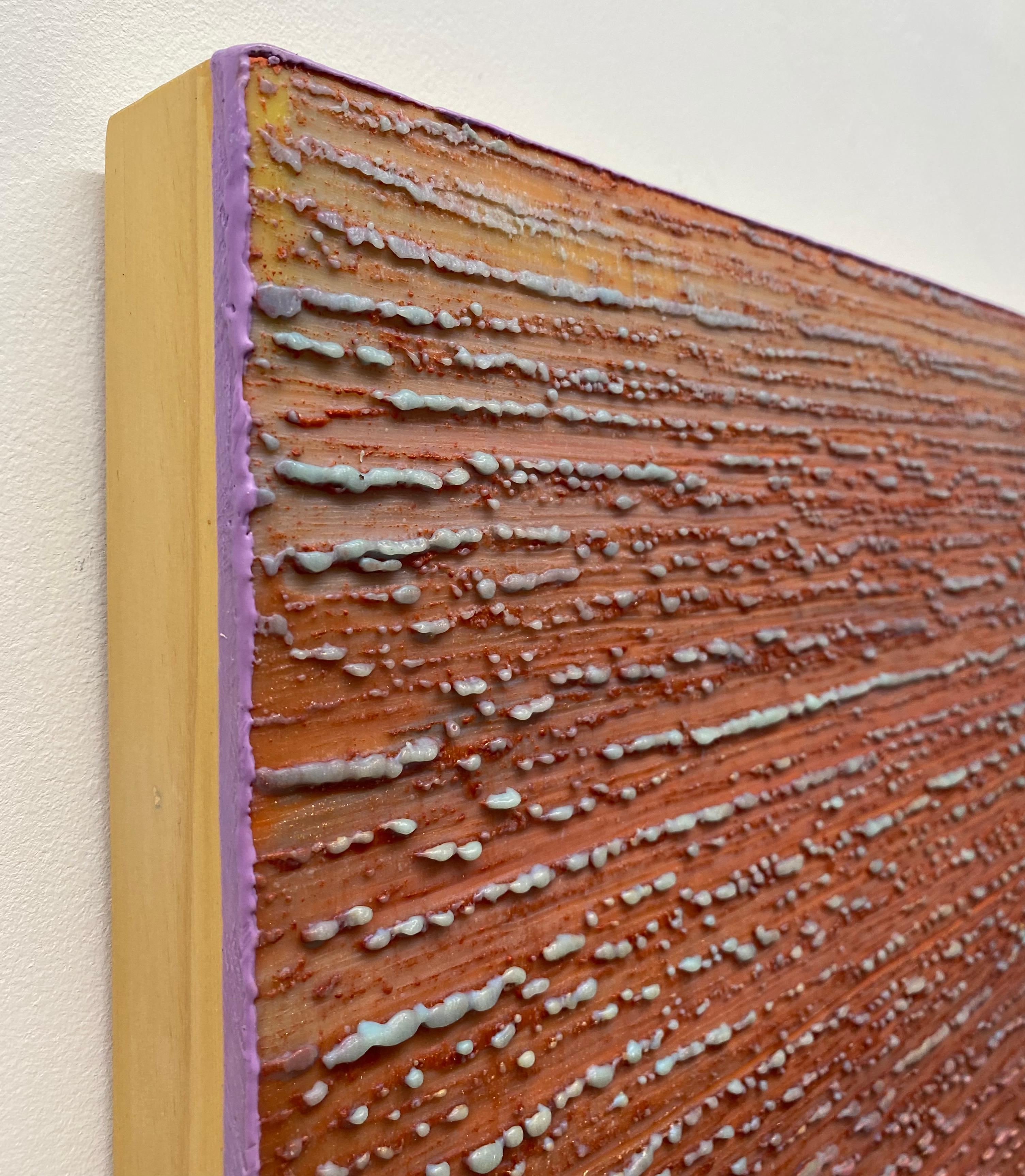 Silk Road 358 - Red Light Blue Pale Purple Lilac Encaustic Wax Painting, 2017 For Sale 3