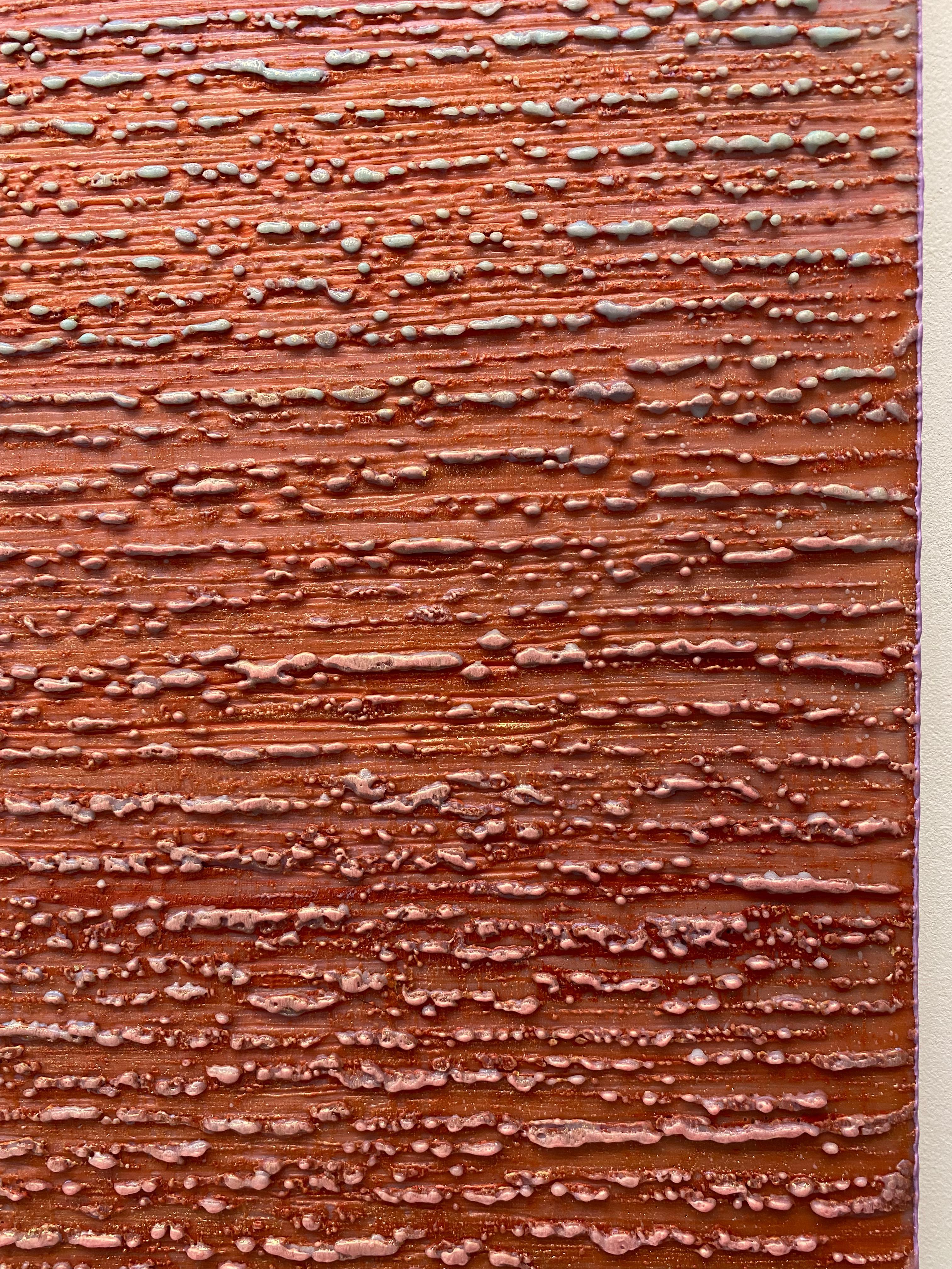 Silk Road 358 - Red Light Blue Pale Purple Lilac Encaustic Wax Painting, 2017 For Sale 6