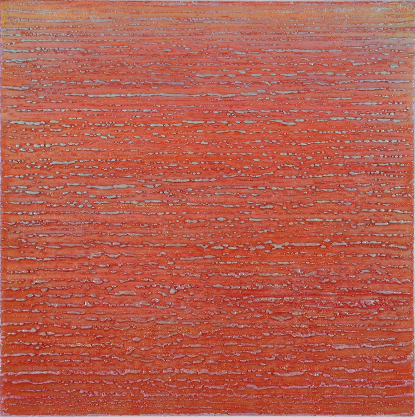 In this contemporary painting, dark red encaustic (pigmented beeswax) is accented with subtle lilac, gray and lavender details and a light purple edge. Signed, dated and titled on verso.

Joanne Mattera’s paintings can be described as lush