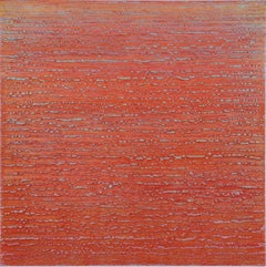 Silk Road 358 - Red Light Blue Pale Purple Lilac Encaustic Wax Painting, 2017