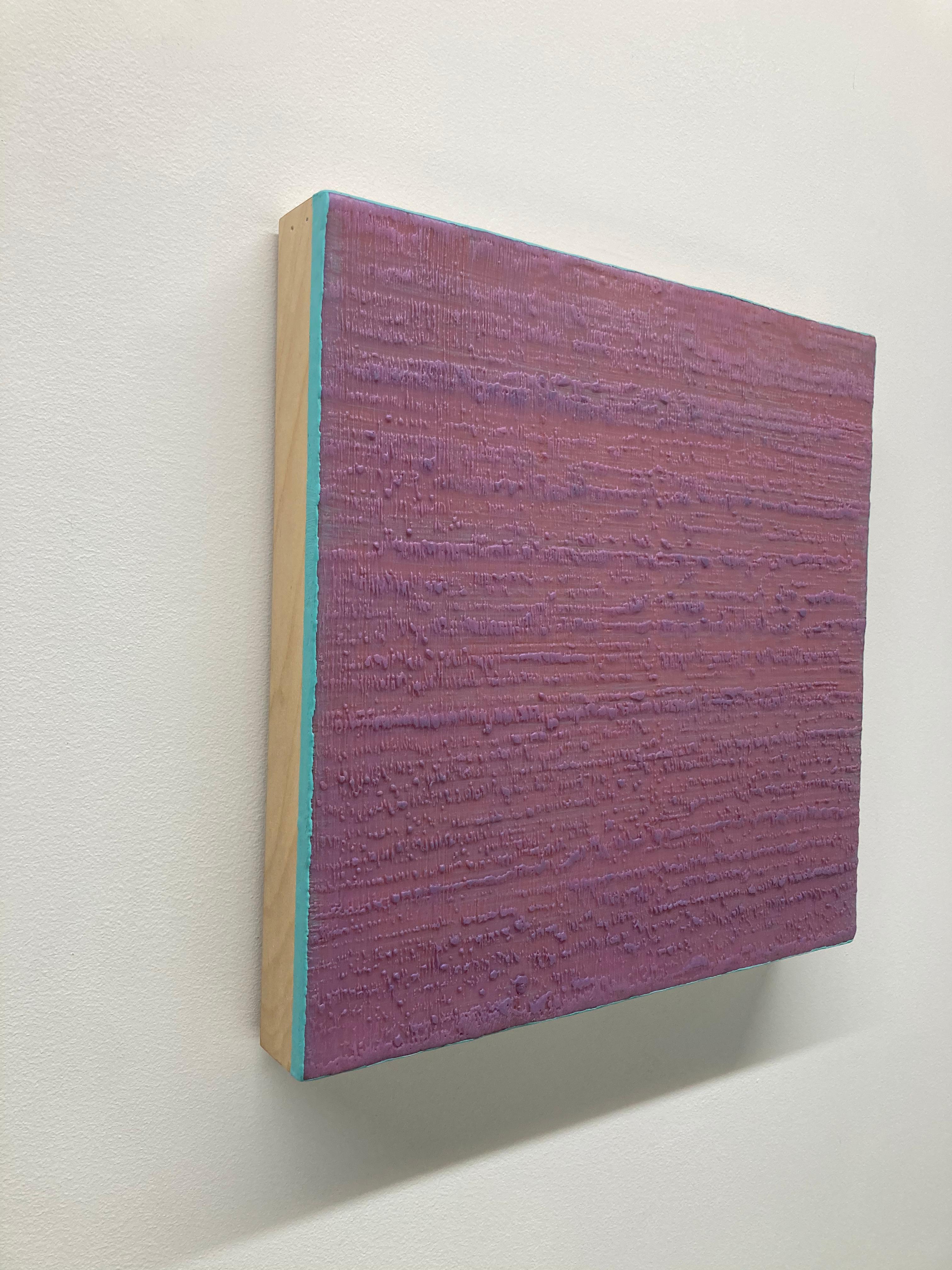 Silk Road 386 - Contemporary Pale Violet Teal Blue Encaustic Wax Painting For Sale 2
