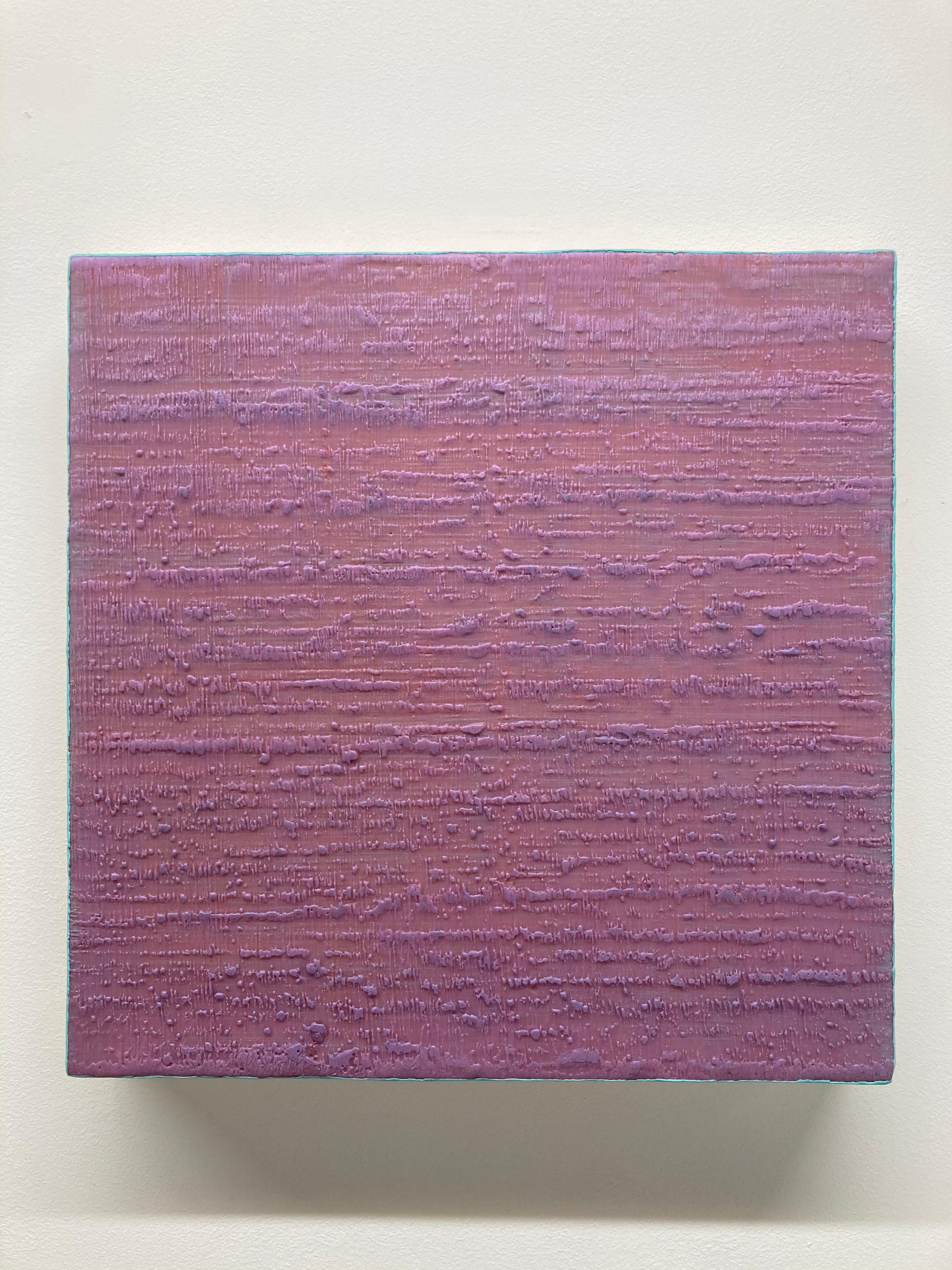 Silk Road 386 - Contemporary Pale Violet Teal Blue Encaustic Wax Painting For Sale 5