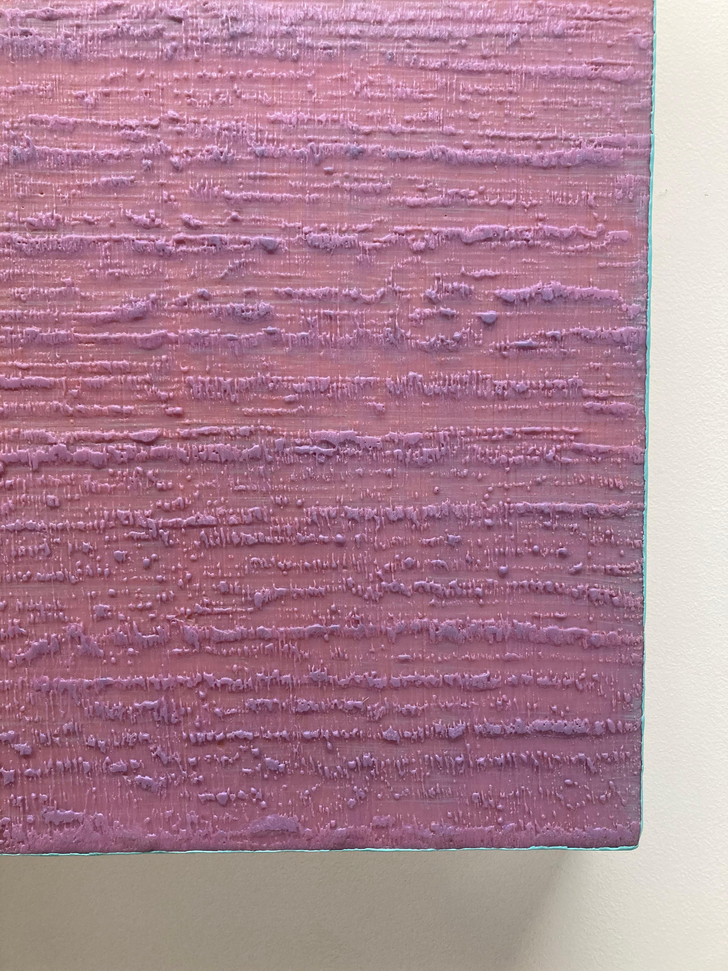 Silk Road 386, Pale Violet, Teal Blue Square Encaustic Color Field Painting For Sale 4