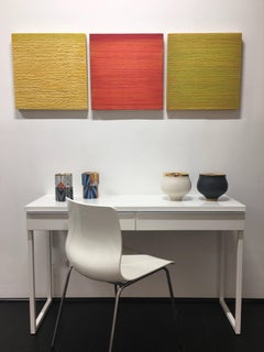 Silk Road 407, Shades of Bright Yellow Encaustic Square Painting Color Grid