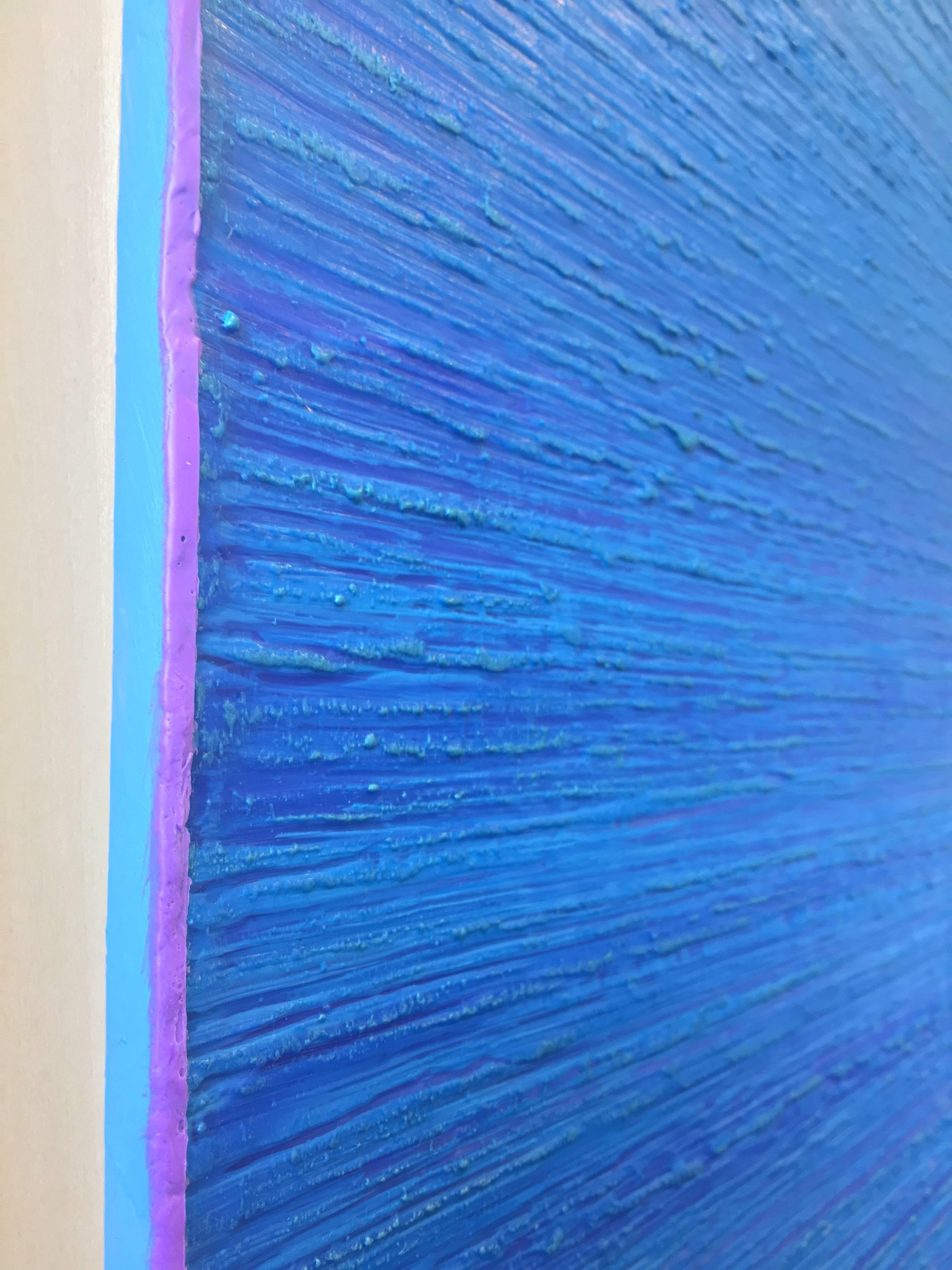 Silk Road 409, Cobalt Blue, Purple, Teal Square Color Field Encaustic Painting For Sale 4