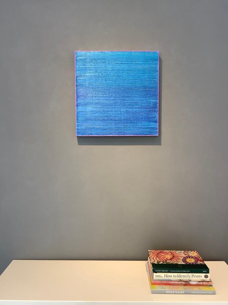 Silk Road 409, Cobalt Blue, Purple, Teal Square Color Field Encaustic Painting For Sale 8