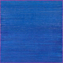 Silk Road 409, Square Color Field Encaustic Painting, Cobalt Blue, Purple, Teal
