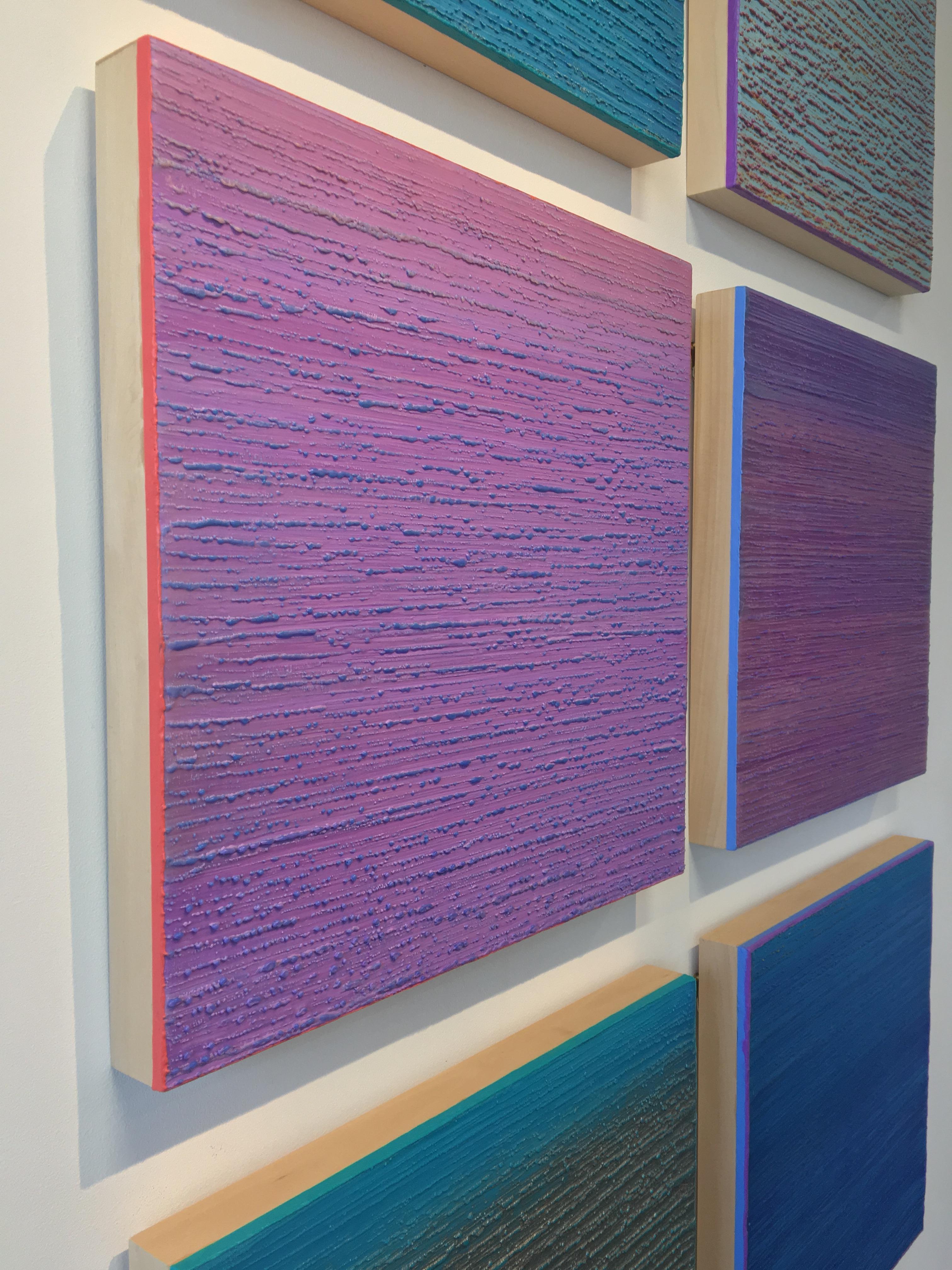 Silk Road 410 Abstract Encaustic Painting Light Lilac Purple Lavender Blue Coral For Sale 3