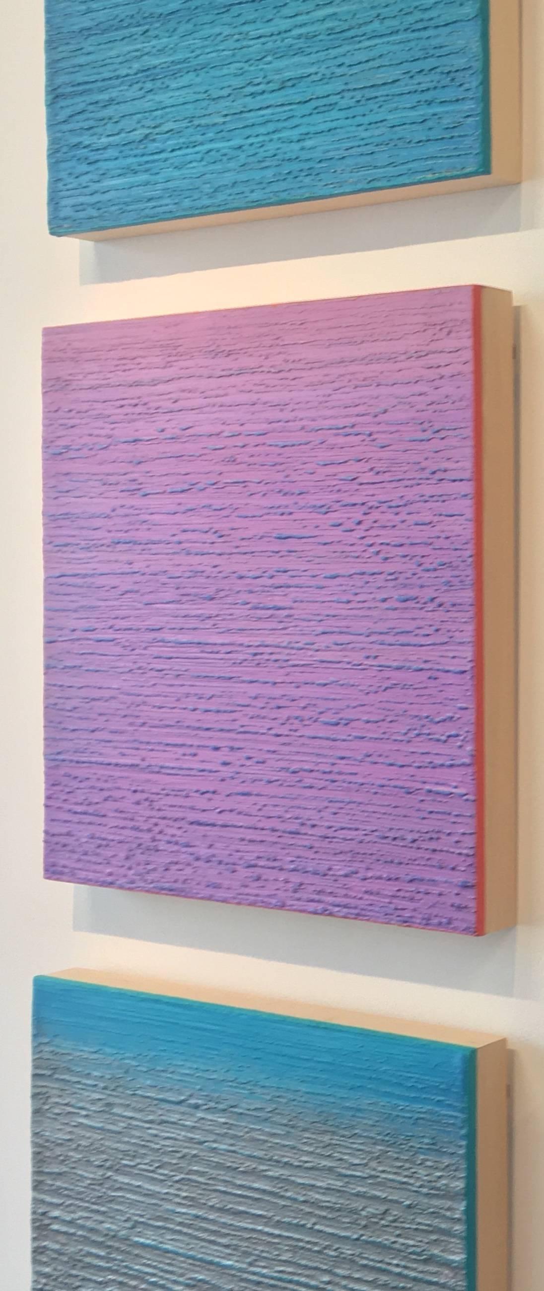 Silk Road 410 Abstract Encaustic Painting Light Lilac Purple Lavender Blue Coral For Sale 4