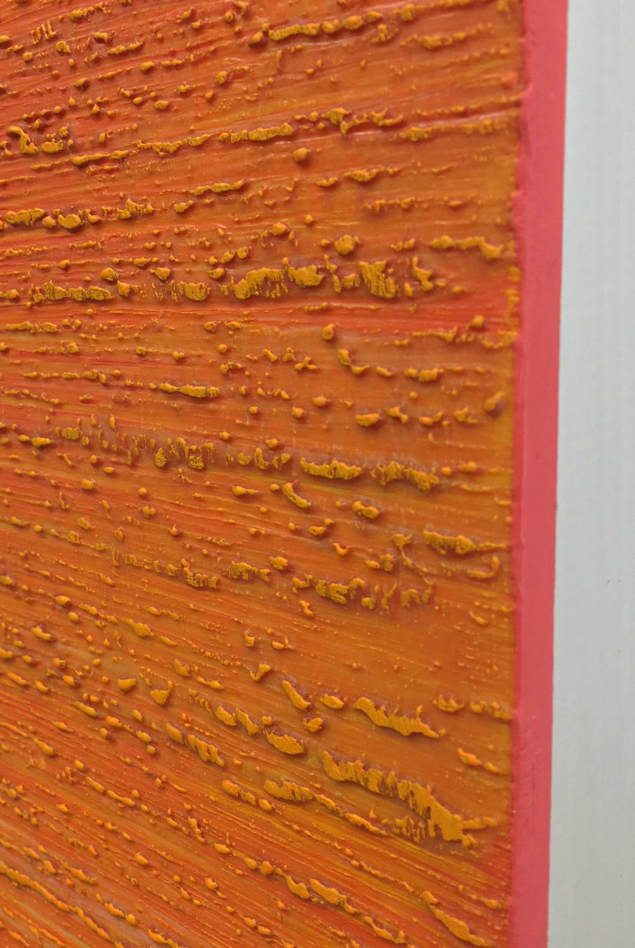 Ruta de la Seda 412 - Pintura de campo de color con cera encáustica de melocotón naranja brillante, 2018 en venta 2