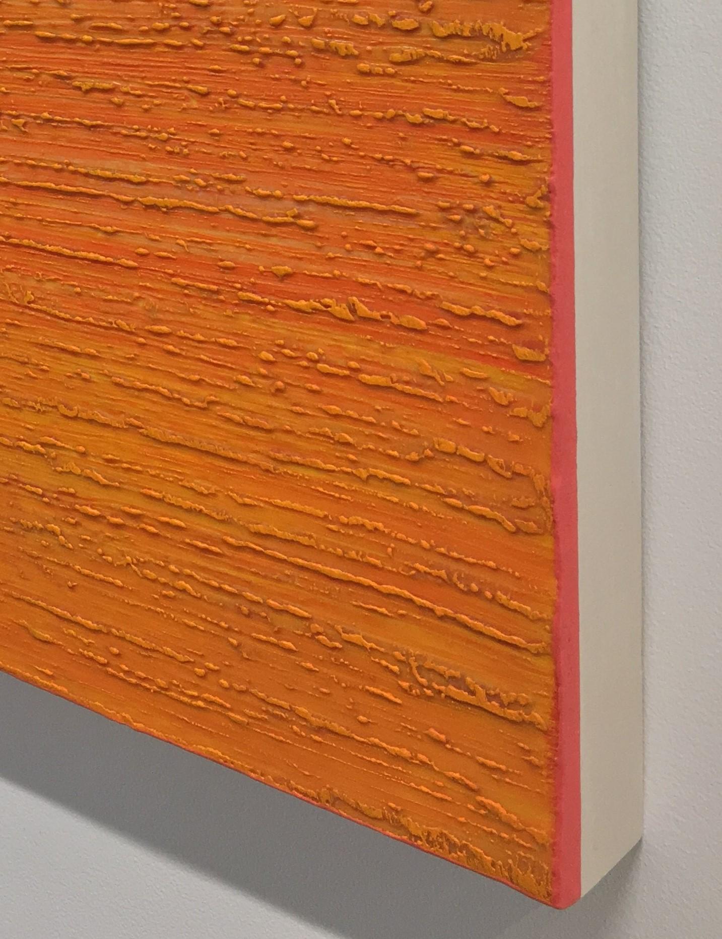 Ruta de la Seda 412 - Pintura de campo de color con cera encáustica de melocotón naranja brillante, 2018 en venta 3