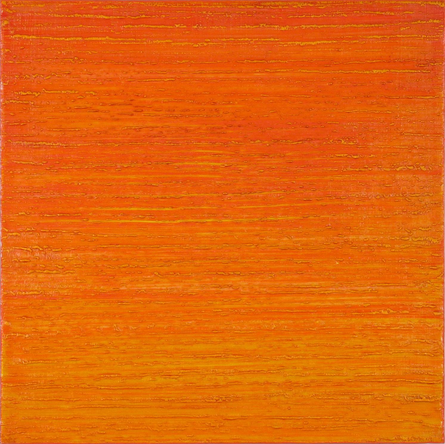 Ruta de la Seda 412 - Pintura de campo de color con cera encáustica de melocotón naranja brillante, 2018 - Painting de Joanne Mattera