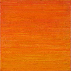 Silk Road 412 - Bright Orange Peach Encaustic Wax Color Field Painting, 2018