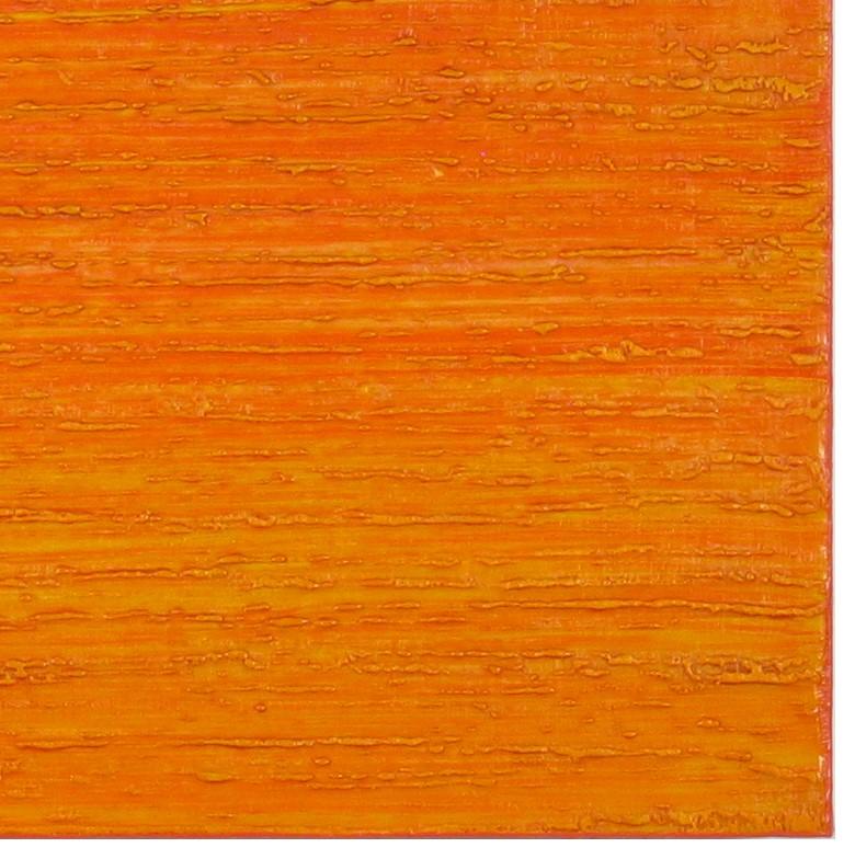 Silk Road 412, Bright Orange, Peach, Encaustic Wax Color Field Painting For Sale 2