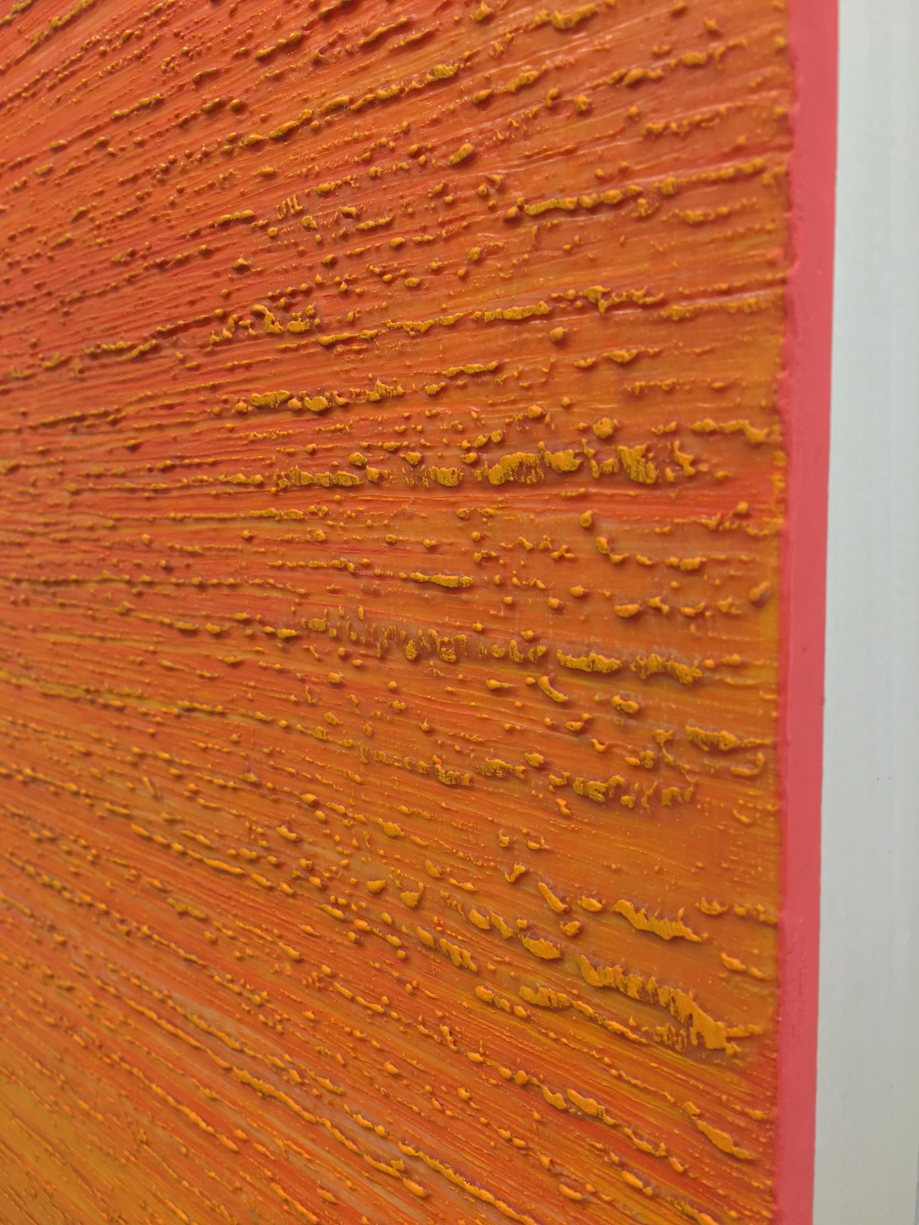 Silk Road 412, Bright Orange, Peach, Encaustic Wax Color Field Painting For Sale 3