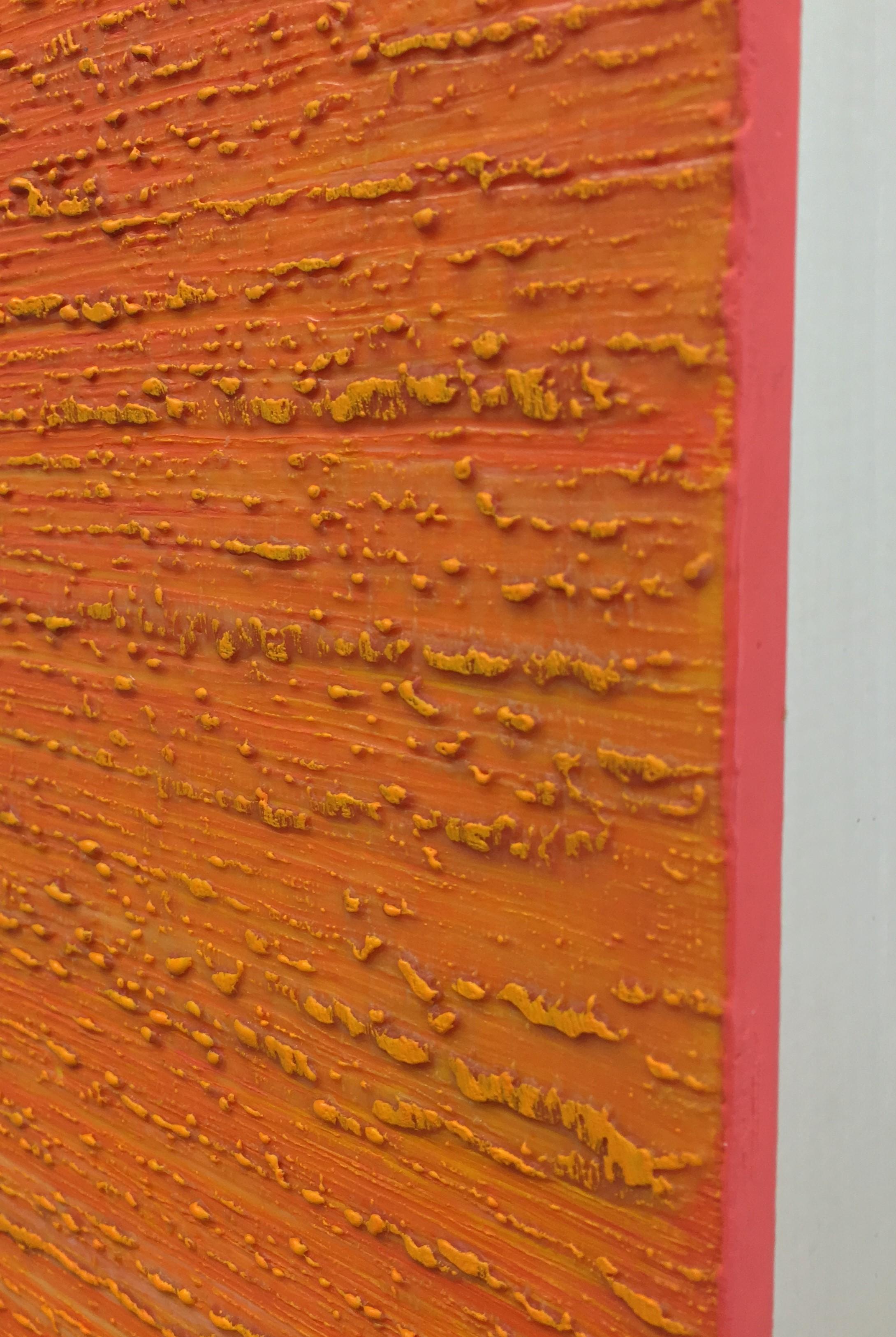 Silk Road 412, Bright Orange, Peach, Encaustic Wax Color Field Painting For Sale 4