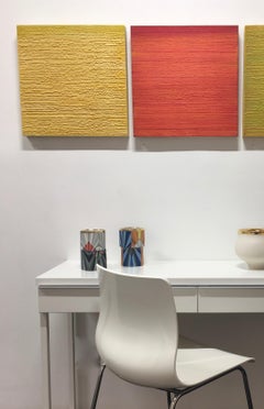 Silk Road 413, Square Color Field Painting, Bright Yellow Golden Lemon