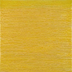 Silk Road 413, Square Encaustic Color Field Painting in Bright Yellow