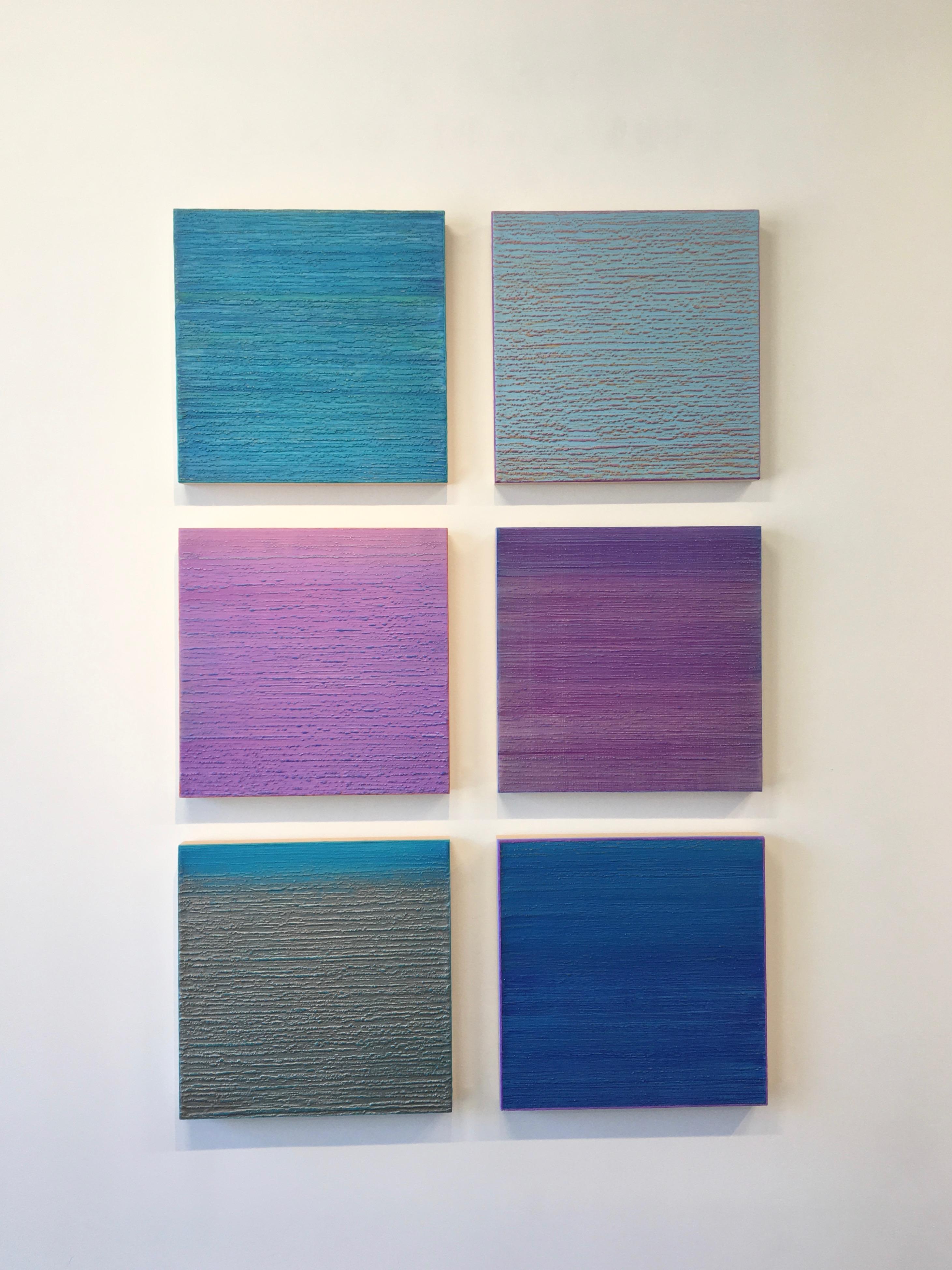 A bright, vibrant teal blue encaustic (pigmented beeswax) painting on birch panel accented with bright blue edges. Signed and titled on the verso.

Joanne Mattera’s paintings can be described as lush minimalism, the work is chromatically rich and