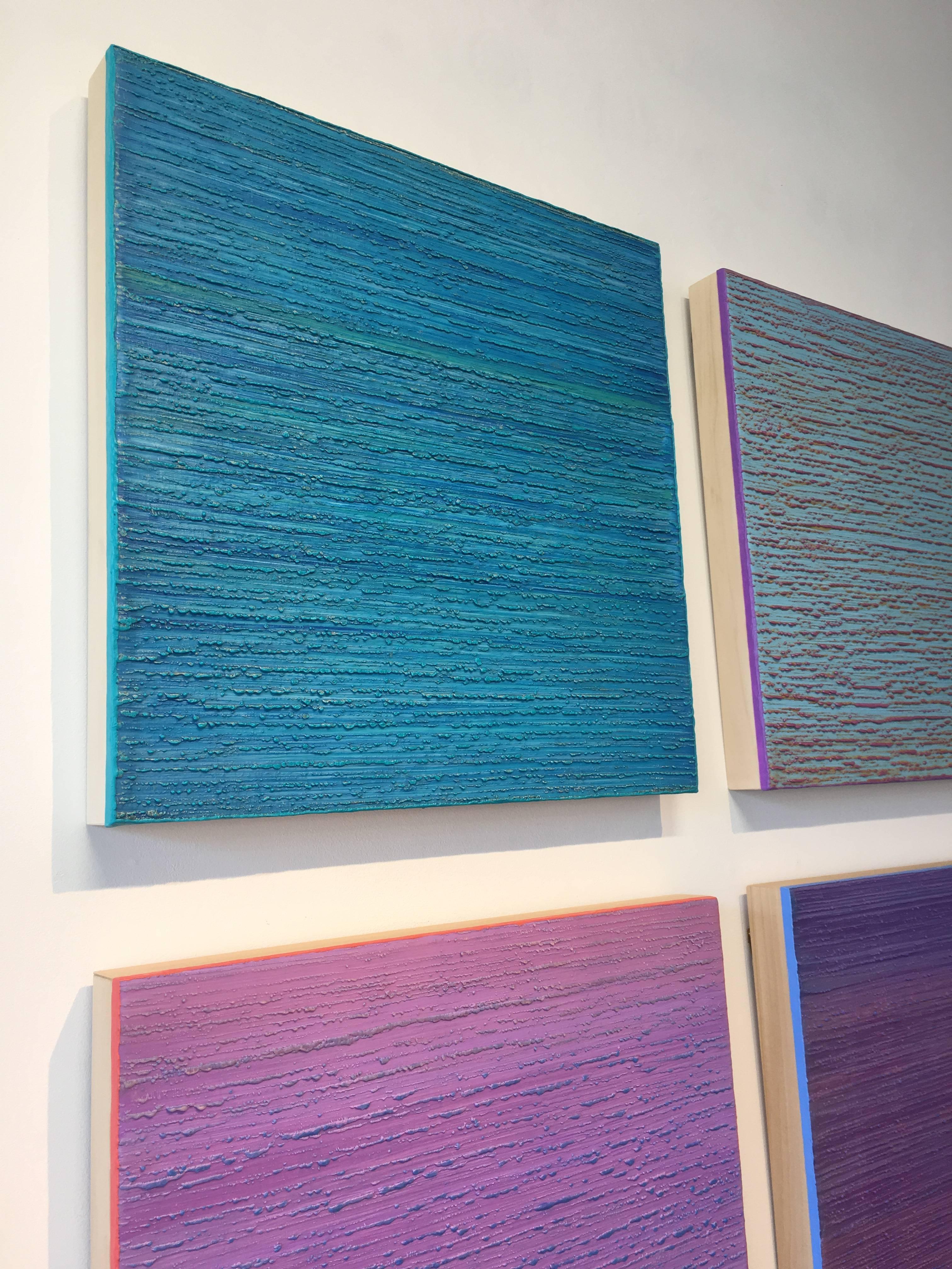 Silk Road 414 - Pittura a cera encaustica contemporanea di colore blu acqua, 2018 - Painting di Joanne Mattera