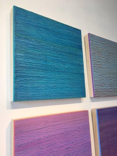 Silk Road 414 - Contemporary Teal Blue Encaustic Wax Painting, 2018