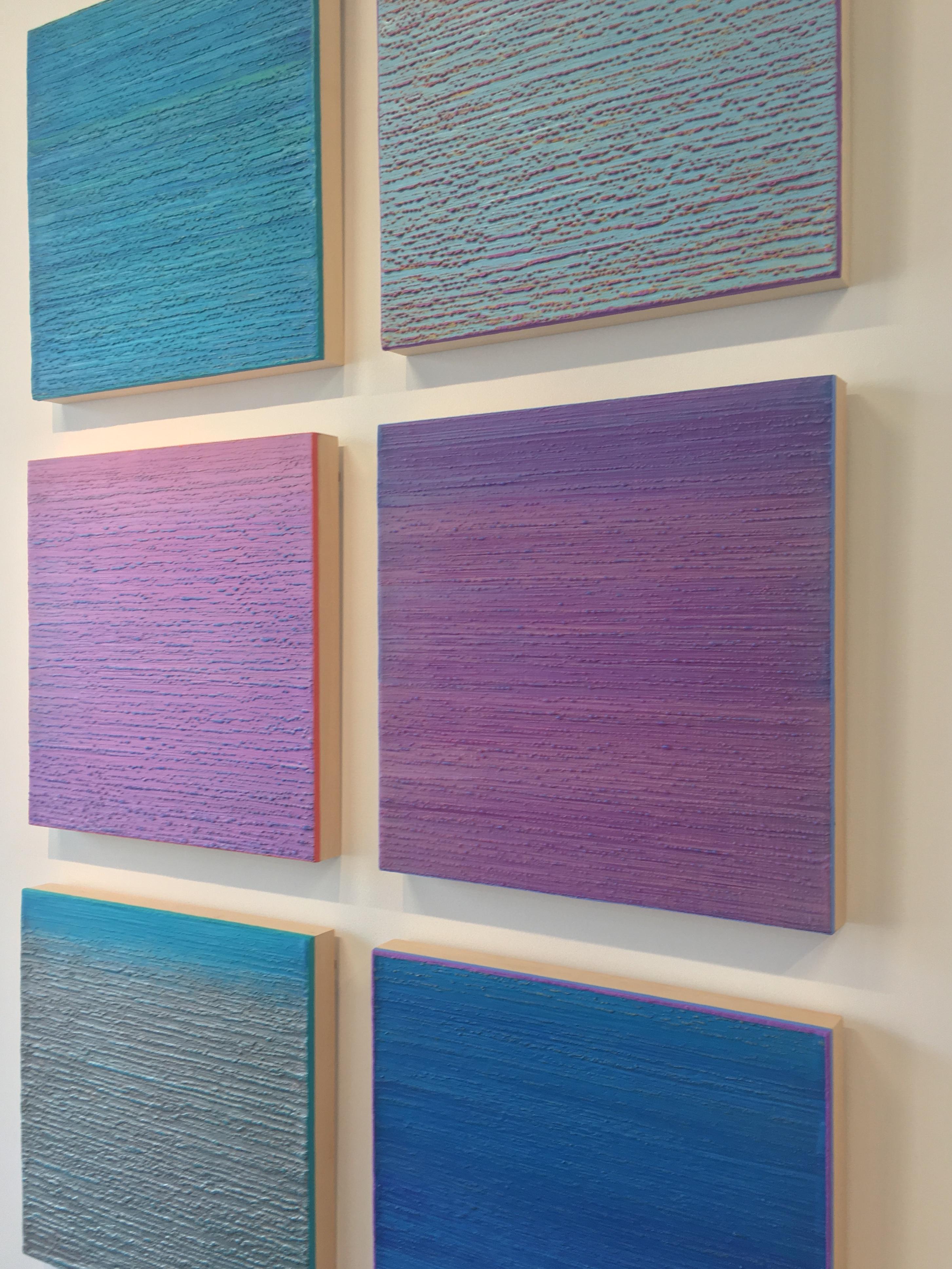 Silk Road 414 - Pittura a cera encaustica contemporanea di colore blu acqua, 2018 in vendita 1