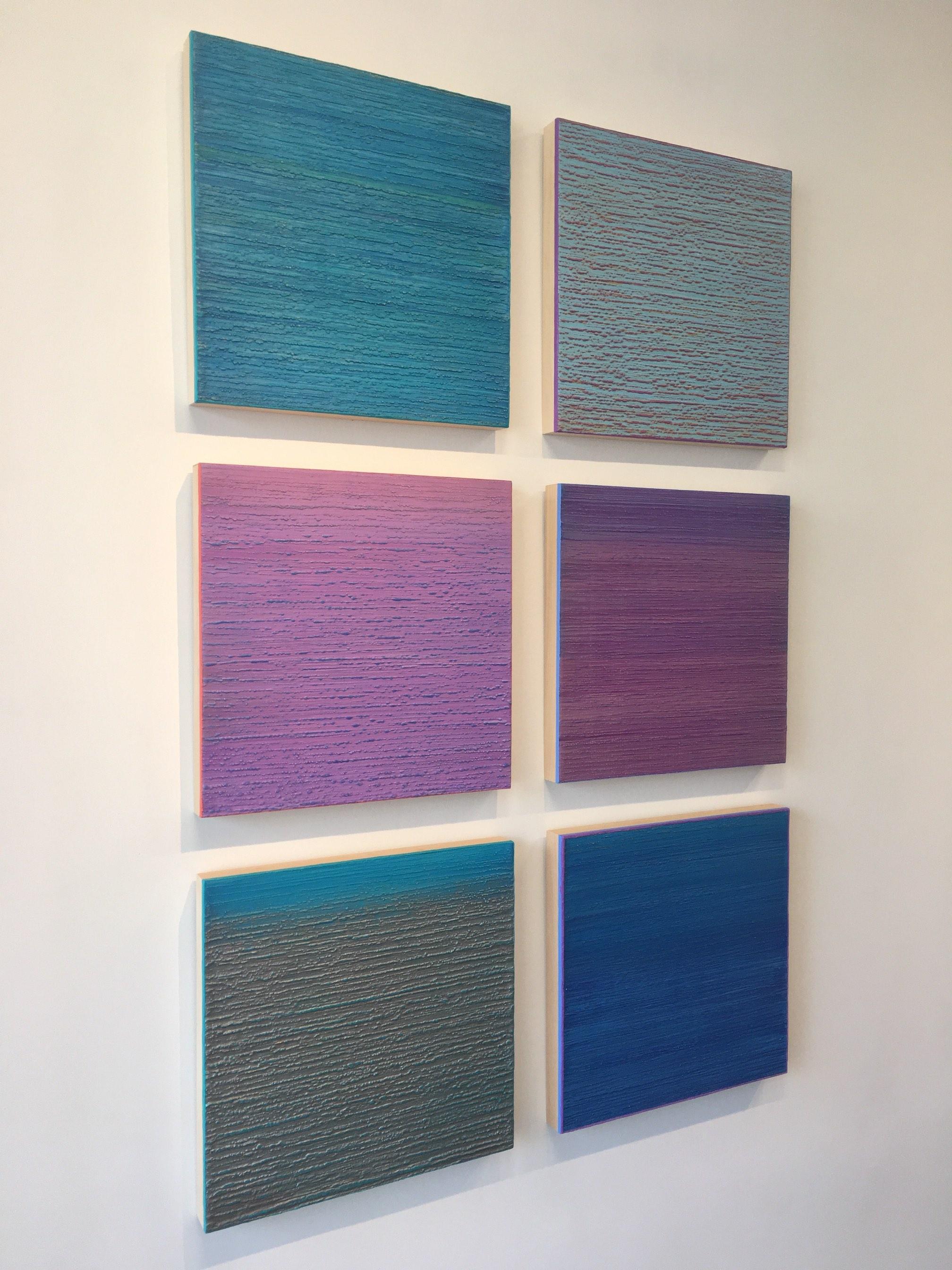 Silk Road 414 - Pittura a cera encaustica contemporanea di colore blu acqua, 2018 in vendita 2