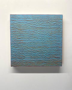 Seidenstraße 416 – Enkaustik-Wachsgemälde in Hellblau, Lila und Fliederfarben, 2018