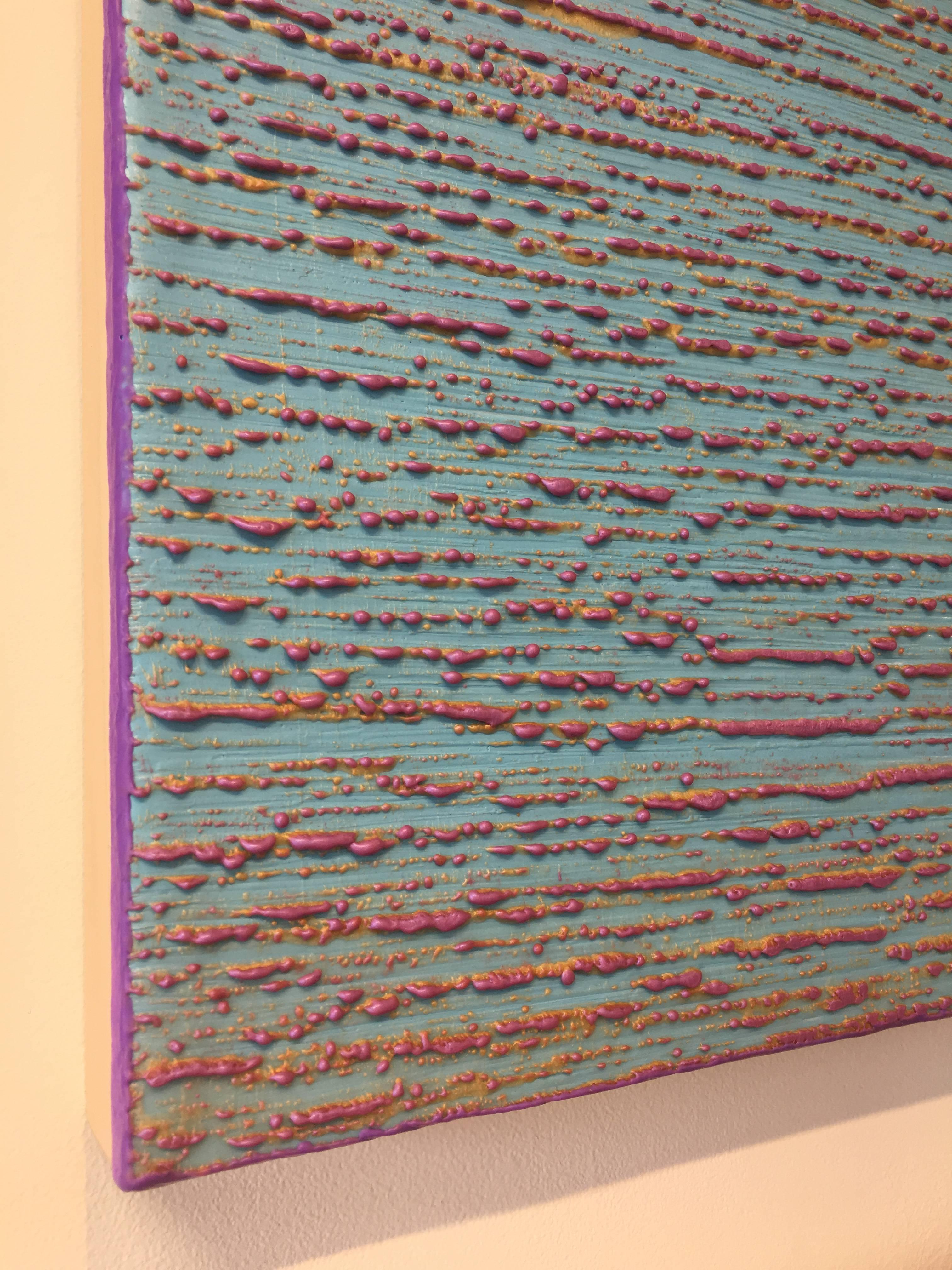 Silk Road 416 - Pittura a cera encaustica in campo azzurro viola lilla, 2018 in vendita 4