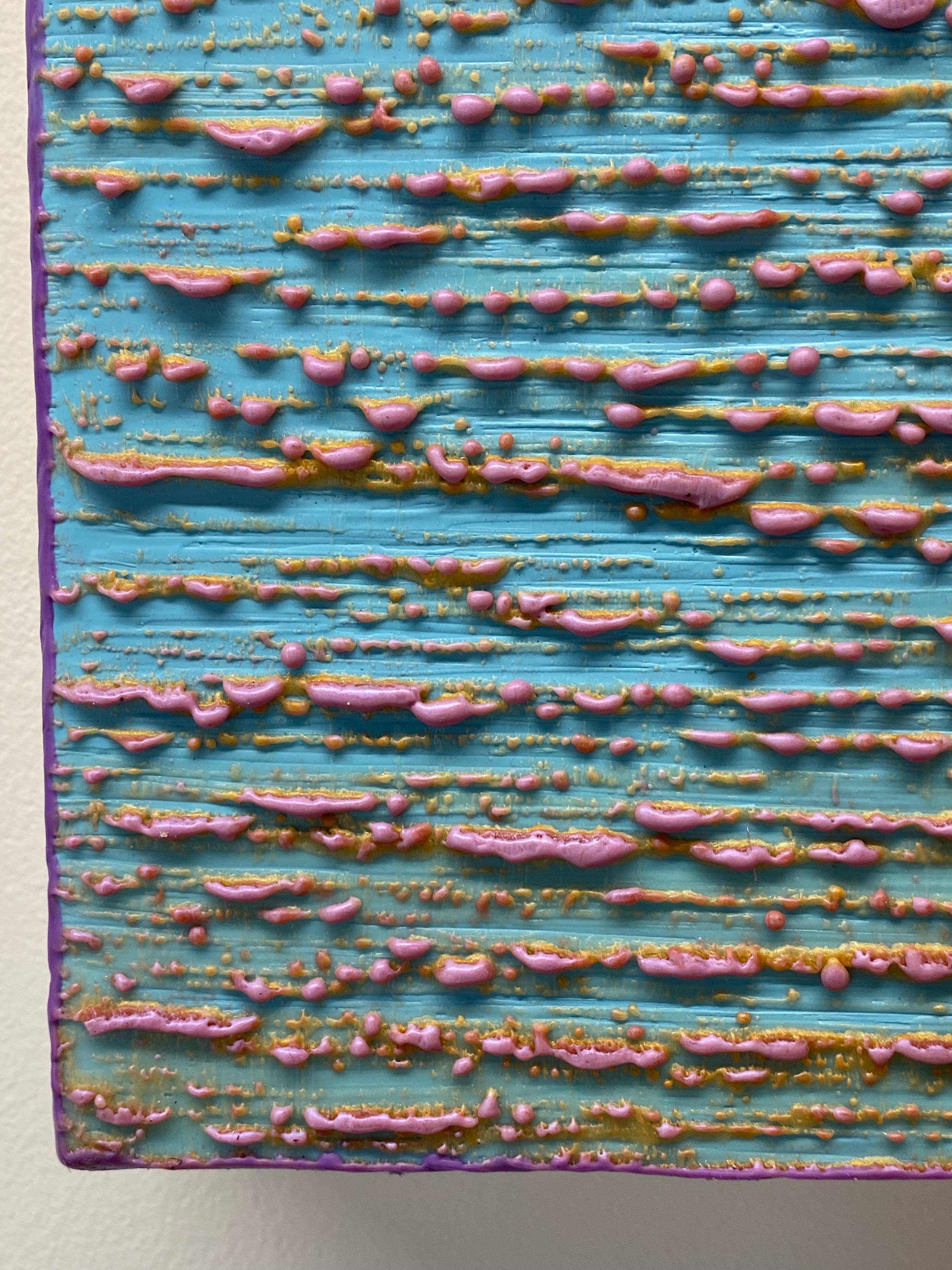 Silk Road 416 - Pittura a cera encaustica in campo azzurro viola lilla, 2018 in vendita 6