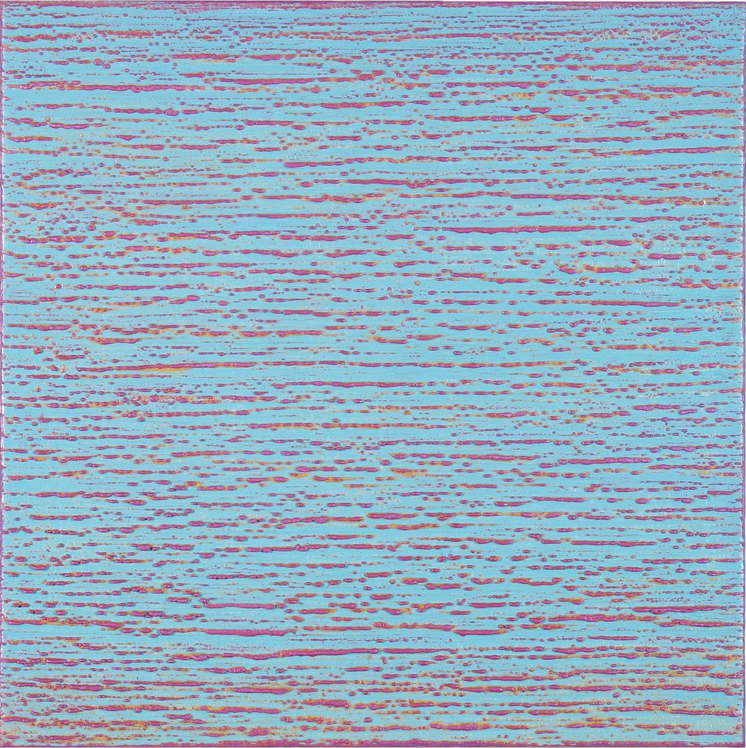 Silk Road 416 - Pittura a cera encaustica in campo azzurro viola lilla, 2018 - Painting di Joanne Mattera