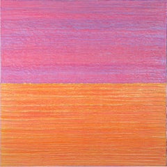 Peinture à l'encaustique de champ carré orange, or, violet, rose Silk Road 441