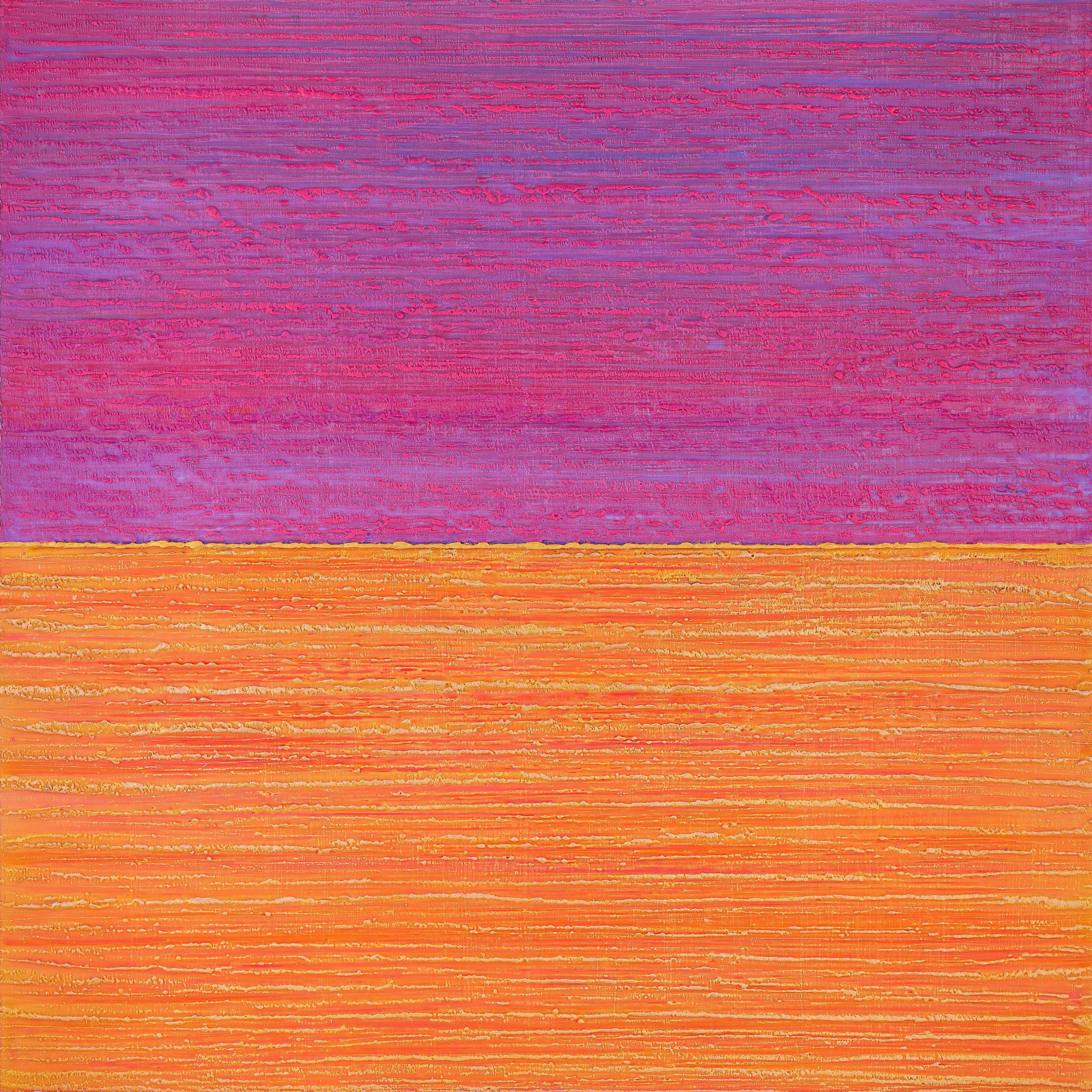 Silk Road 441 - Orange Purple Magenta Pink Color Field Encaustic Painting, 2019